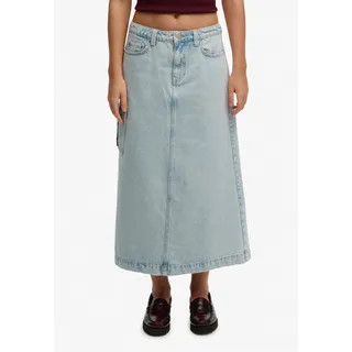 Superdry Jeansrock "DENIM CARGO MAXI SKIRT" mit 1-Knopf-Form, Regular Fit, kniebedeckende Länge, aus Baumwolle, light vintage blau