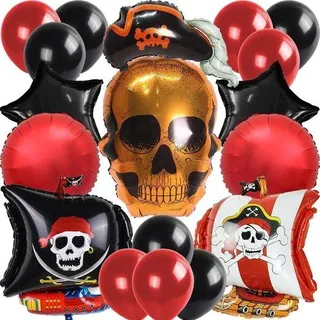 Piraten Party Dekoration Rot Schwarz Latex Ballons Set