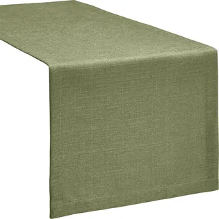 Erwin Müller Tischwäsche, Tischläufer Uni, Krefeld Oliv Größe 40x130 cm - fleckabweisend, schmutzunempfindlich und leicht zu reinigen, Leinen-Optik (weitere Farben, Größen)