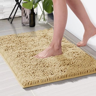 Deconovo Badematte rutschfest Badezimmerteppiche Absorbierend Duschvorleger Badezimmerteppich Wasserabsorbierende Fußmatte Badezimmer Badteppich, 40x60 cm, Beige, 1 Stück