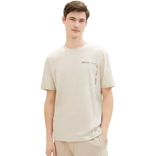 TOM TAILOR Denim T-Shirt, mit großen Print auf dem Rücken, beige