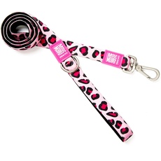 Max & Molly Leoparden-Pink - Einzigartiges Design, bequem, sicher, gepolstertes Neopren, sportlich und elegant, Kurze Leinen, L