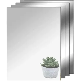 TSKDKIT HD Klebespiegel Spiegel 4pcs Kein Glasspiegel Spiegelfliesen A4 Selbstklebend Spiegelblätter Flexibler Spiegelfolie Selbstklebend Acrylic Wanddekoration Dekospiegel Wandspiegel(29 x 21cm)