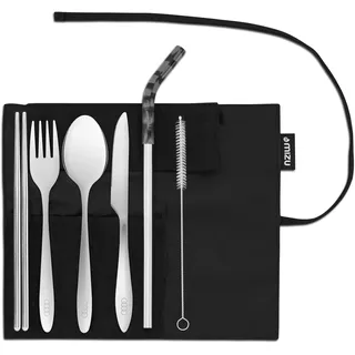 Audi Besteckset, 5-teilig, Edelstahl mit Stoffhülle, Schwarz