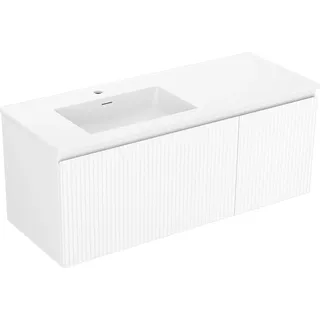 Mexen Orio Badezimmer-Unterschrank 90 cm mit Waschbecken Vela, 2 Schubladen, weiß glänzend - 91A10-09047-2-BFF00-W23M00 - Weiß