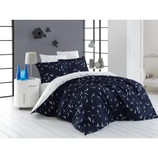 Französisches Leinen Satin 220x220, 70x90cm Liberta blau - Blau, Weiß