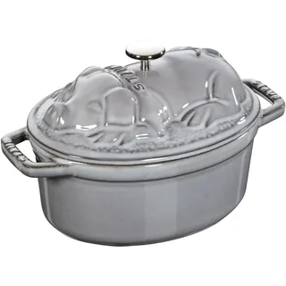 Staub La Cocotte Cocotte Schweinedeckel 17 cm, oval, Graphit-Grau, Gusseisen