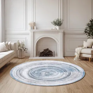 WTHYGB Abstrakt Rund Teppich Waschbarer, 90 cm Runder Wohnzimmer Schlafzimmer rutschfest Carpet, Kunstwolle Küchenteppich, Weicher Kreis Teppich für Kinderzimmer Esszimmer Büro #Y1036