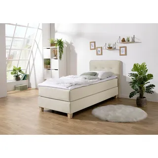 Home Affaire Boxspringbett »Fargo«, inkl. Topper, in 3 Matratzenarten, in Samt- oder Strukturstoff beige