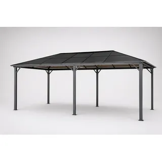 4iQ Hardtop Gartenpavillon 3x6 m mit Polycarbonatdach – Metall Pavillon für Terrasse & Garten, 18 m2 Anthrazit - Braun
