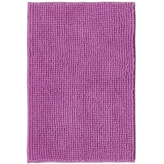 Decomira Badematte rutschfest | Als Badteppich Set kombinierbar | Badezimmer-Teppich Bad-Vorleger waschbar aus Chenille | Duschvorleger für Dusche, Badewannen, WC Deko | Lila - 50x80 cm