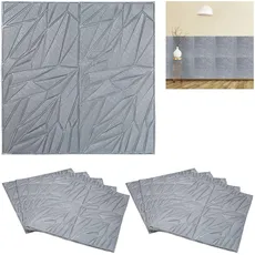 Relaxdays Wandpaneele, 10er Set, selbstklebend, zuschneidbar, 3D Paneele, Moderne Wandverkleidung, 70x68 cm, Silber