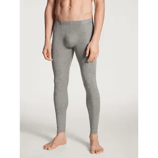 Leggings CALIDA "Wool & Silk", Herren, Gr. S (46/48), N-Gr, grau (platin melé), Feinripp, Obermaterial: 80% Schurwolle, 20% Seide, eng lang, Hosen Leggings, wärmend, atmungsaktiv, Feinripp-Qualität, Melè-Optik, weich