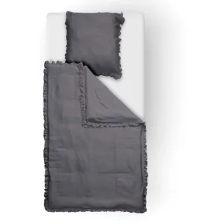 done.® Bettwäsche "Amelie", grau (anthrazit), B/L: 135cm x 200cm, 1 Stk., 1 Stk., Mako-Satin, B/L: 80cm x 80cm, Mako-Satin, Obermaterial: 100% Baumwolle, Bettwäsche, Bettwäsche, beidseitig bedruckte Bettwäsche mit Keder