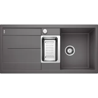 Blanco Metra 6 S links Einbau von Oben Silgranit felsgrau Drehknopfventil 1000 x 500 mm