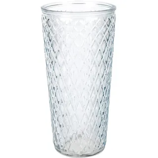 Homéa, Vase, hoch, Glas, Relief, Raute, Ø 15 x H 30 cm, Himmelblau
