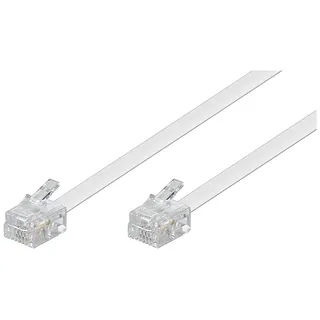 goobay 93067 Modularanschlusskabel 3 Meter, Weiß - RJ11/RJ14-Stecker (6P4C) auf RJ11/RJ14-Stecker (6P4C)