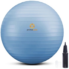 primasole Gymnastikball für Balance, Stabilität, Fitness, Workout, Yoga, Pilates, zu Hause, Büro und Fitnessstudio, 55 cm, Hellgrau