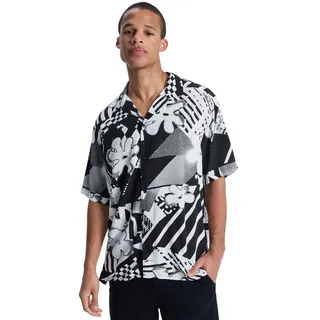 Kurzarmhemd QUIKSILVER "Safe Paradise", Herren, Gr. XS, US-Größen, schwarz momentum, Obermaterial: 100% Viskose;, Hemden Kurzarmhemd