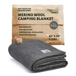 Woolly Mammoth Woolen Company Woolly Mammoth Wolldecke Explorer-Kollektion - 167 x 230 cm, Grau, 80% Merinowolle - Robust & Outdoor-Decke - Wärmeisolierend & Merinowolle - Modernes Boho-Design - Tagesdecke Boho
