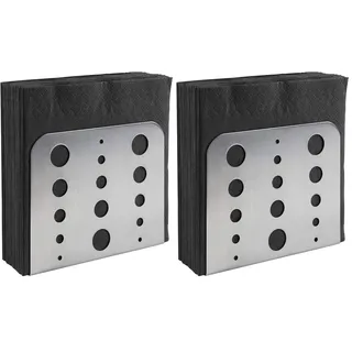 APS Serviettenhalter, Serviettenspender aus Edelstahl 18/0, Serviettenständer mit möbelschonender Unterseite für Servietten 1/4 Falz, matt poliert, 4,5 x 15 cm, Höhe 12,5 cm (Packung mit 2)