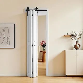 Vevor Faltbare Schiebetür im Scheunentor-Stil rechts 60,9 x 213,4 cm Weiß