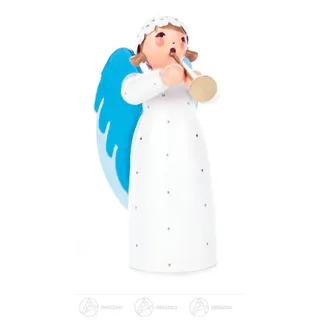 Engel mit Flöte stehend h=ca 7 cm NEU Erzgebirge Weihnachtsfigur Holzfigur