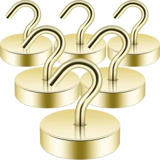 Neosmuk Magnethaken,30kg Magnet Haken Extra Stark für Spind Organizer,Neodym Magnete,Haken Magnetisch Sehr Stark für Werkstatteinrichtung,Heckzelt,Grill,Kleiderhaken,Gold