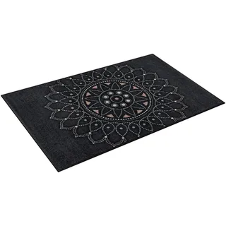 wash+dry by Kleen-Tex Teppich "Purnima" rechteckig 7 mm Höhe Mandala Motiv, rutschhemmend, In- und Outdoor geeignet, waschbar, dunkelgrau