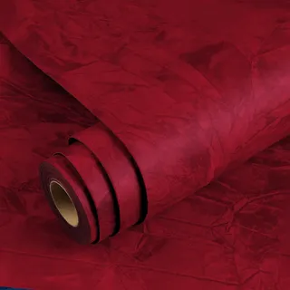 YENHOME Selbstklebend Tapete Dunkelrot Samtstoff Schlafzimmer Tapeten 60x300cm Samtstoff Selbstklebend Dunkelrot Klebefolie Wand Samt Rot Luxus für Schrank Tapete Wohnzimmer Kleiderschrank Schubladen