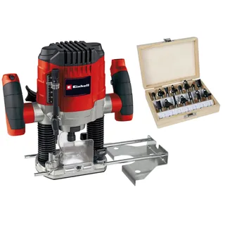 Einhell Oberfräse TC-RO 1155 Kit (1100 Watt, Ø 6 und 8 mm, Drehzahlregulierung, Parallelanschlag, Absaugadapter, inkl. Zubehör & diverse Fräser)