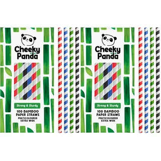 The Cheeky Panda Bambus Bubble Tea Strohhalme Papier Bunte | 100 x Bubble Tea Strohhalme | Stark und Langlebig (Packung mit 2)