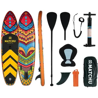 Matchu Sports Stand Up Paddle Board Deluxe Aufblasbar 320x81x15 cm - SUP Board Set mit dem Sitz - Surfbrett - Paddle Surf Board mit Zubehör - Blau