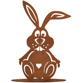 Osterhasen Figuren Groß, 30 x 20 cm Rost Gartenstecker Osterdeko Outdoor, Frühling Rost Metall Hase Gartendeko, Osterhasen Deko aus Eisen für den Garten, Balkon & Terrasse