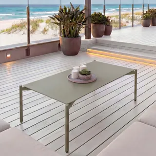 Aluminium-Gartentisch HWC-O11, Outdoor Loungetisch Kaffetisch Tisch Balkontisch, 105x65cm hellgrün - Grün