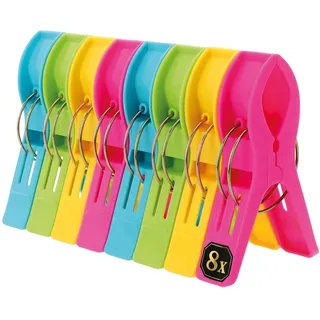 Wilhelm Sell® 8X Strandtuchklammer XXL für Sonnenliege, Strandstuhl und Balkon - große Handtuchklammer für Liegen und Camping - Beach Towel Clips für Decken und Handtücher