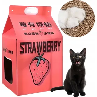 Koreanisches Katzenkratzbett aus Karton MILK CARTON STRAWBERRY JUICE - Rosa
