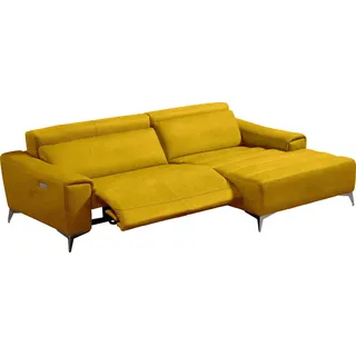Egoitaliano Ecksofa »Suzette, Designsofa mit hohem Sitzkomfort« mit Recamiere, inkl. 1 elektronischen Relaxfunktion, L-Form, gelb,