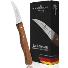 Schwertkrone Messer Solingen Germany Obstmesser/Gemüsemesser Scharf/Schälmesser Holz Buche 15,5 cm gebogen rostfrei Vogelschnabel (1)