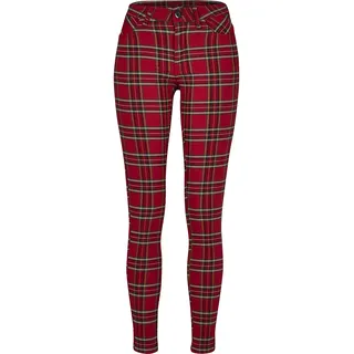 URBAN CLASSICS Tartan Skinny Hosen Rot/Schwarz 32 3XL
