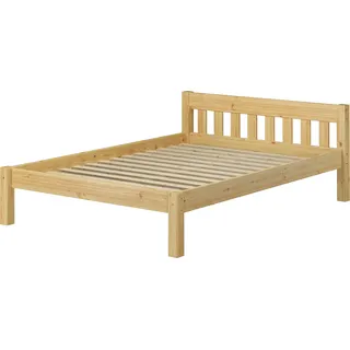 Doppelbett Ehebett Kiefer natur Massivholz 160x200 Bettgestell Zubehör wählbar V-60.38-16Rollrost inkl. - Naturbelassen