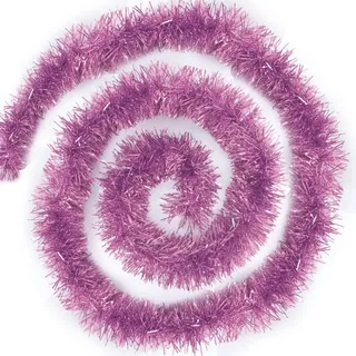 4X Weihnachten Lametta Girlande Weihnachtsbaum Ornamente Metallisch Glänzend Hängende Dekoration, Tannengirlande für Weihnachtsdekoration Weihnachtsdeko für Christbaum - 200 cm (Rosa)