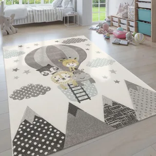 Paco Home Kinderteppich »Cosmo 343« rechteckig 12 mm Höhe 3D-Design, niedliches Tier Motiv, Pastell-Farben, Kinderzimmer, beige
