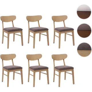 6er-Set Esszimmerstuhl HWC-M59, Küchenstuhl Stuhl, Stoff/Textil Massiv-Holz ~ helles Gestell, taupe
