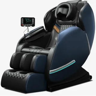 MOLINI Luxus Vollkörper-Massagesessel Deluxe mit Zero-Gravity-Funktion – Schwarz/Blau - Schwarz, Blau