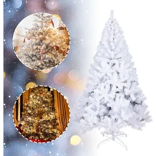 Jiubiaz Weihnachtsbaum künstlicher Tannenbaum inkl. Baumständer Metall Weiß 210cm - Weiß