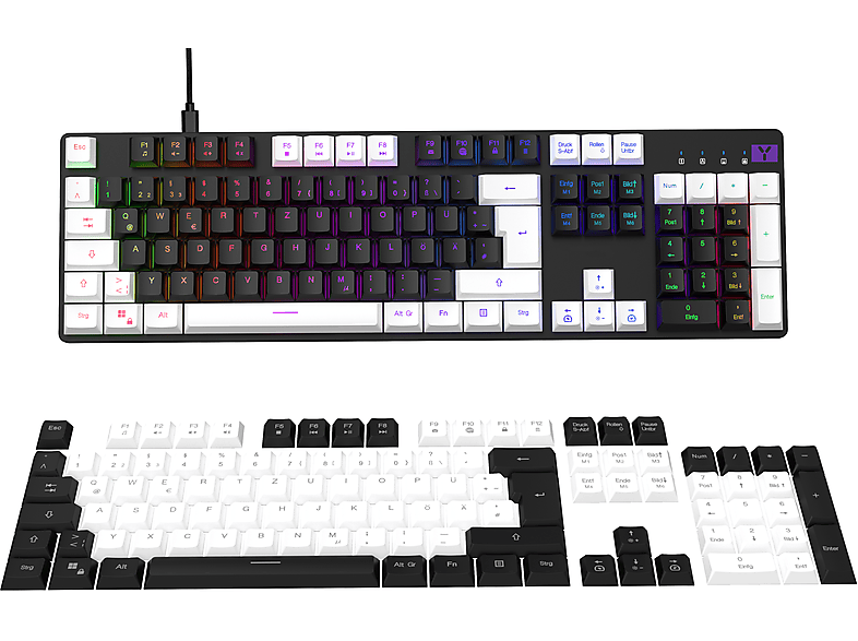 Bild von IGK-6000, Gaming Tastatur, Mechanisch, Outemu Red, Kabelgebunden, Schwarz/Weiß