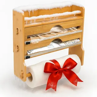 VON STEINEICH® Küchenrollenhalter aus Holz [ohne Bohren] Wandrollenhalter für Küchenrolle, Alufolie & Frischhaltefolie - Kitchen Organizer mit extrem scharfen Klingen – einfache Montage & Handhabung