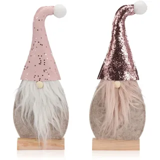 com-four® 2X Weihnachtsdeko Weihnachtsmann Figur aus Filz - Fensterbrett Dekoration zu Weihnachten - Winterdeko - Weihnachtsfigur - Filzdeko [Auswahl variiert] (02 Stück Weihnachtsmann 29cm rosa)