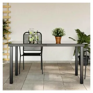 Runder Beistelltisch, Nachttisch, Gartentisch, Schwarz, 150 x 90 x 74 cm, Aluminium und Glas
